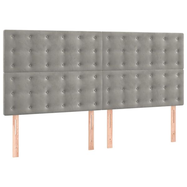 vidaXL T&ecirc;te de lit Gris clair 200x5x118/128 cm Velours