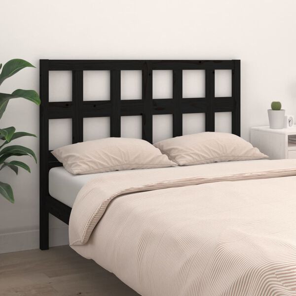 vidaXL T&ecirc;te de lit Noir 125,5x4x100 cm Bois massif de pin