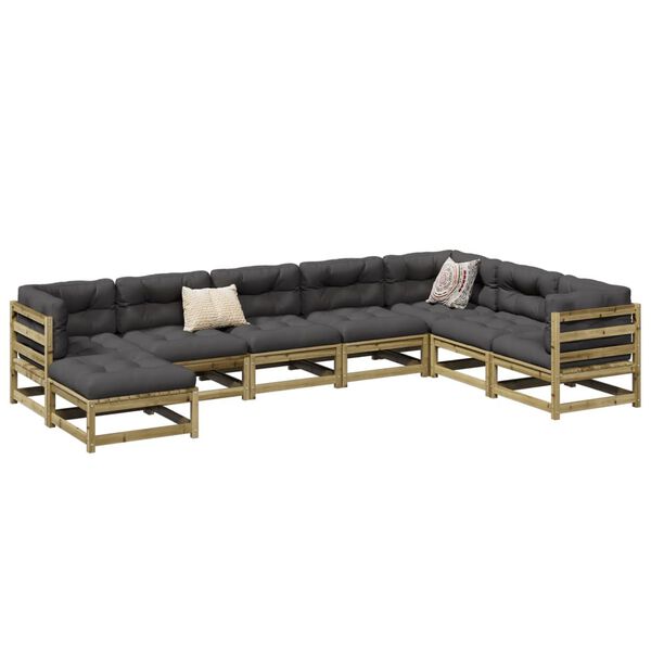 vidaXL Salon de jardin 8 pcs bois de pin impr&eacute;gn&eacute;