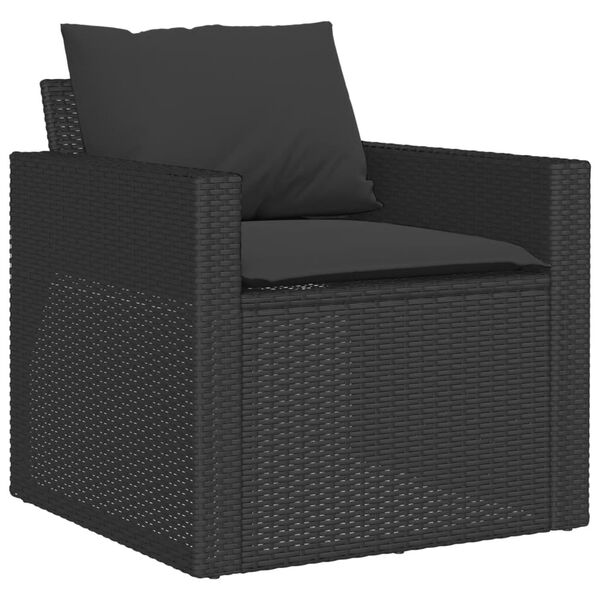 vidaXL Salon de jardin 4 pcs avec coussins noir r&eacute;sine tress&eacute;e