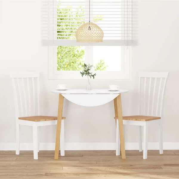 vidaXL Chaises à manger 2 pcs blanc bois massif caoutchouc