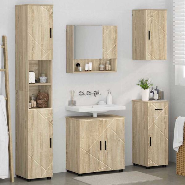 vidaXL Ensemble de mobilier de salle de bain 5 pcs Ch&ecirc;ne Sonoma