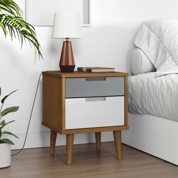 vidaXL Table de chevet MOLDE Marron 40x35x48 cm Bois de pin solide