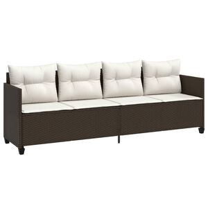 vidaXL Chaise longue avec coussins marron r&eacute;sine tress&eacute;e