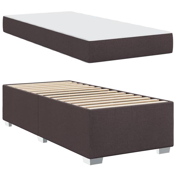 vidaXL Cadre de lit avec matelas Marron fonc&eacute; 90 x 190 cm tissu