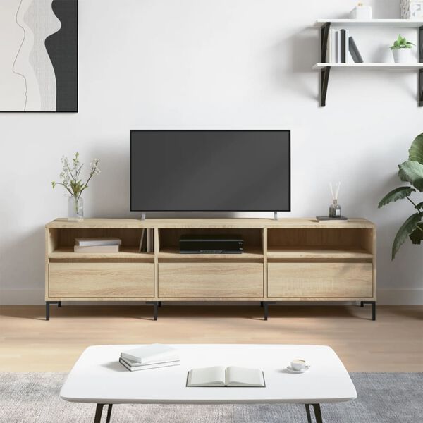vidaXL Meuble TV ch&ecirc;ne sonoma 150x30x44,5 cm bois d'ing&eacute;nierie