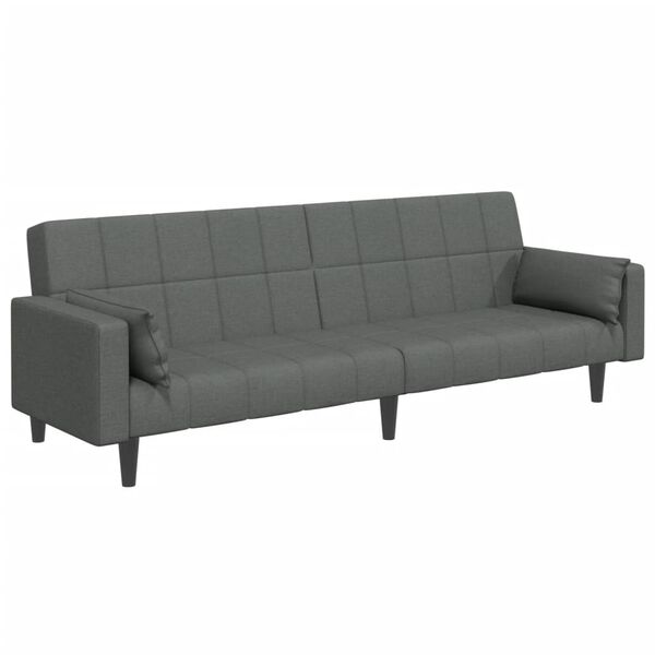 vidaXL Canap&eacute;-lit &agrave; 2 places avec repose-pied gris fonc&eacute; tissu