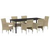 vidaXL Ensemble de salle &agrave; manger pour jardin 7 pcs Beige polyrotin