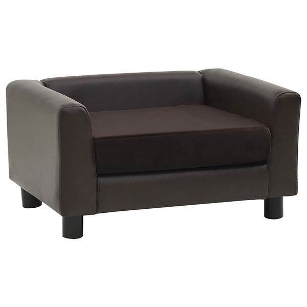 vidaXL Canap&eacute; pour chien Marron 60x43x30 cm Peluche et similicuir