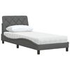 vidaXL Lit avec matelas gris fonc&eacute; 90x200 cm tissu