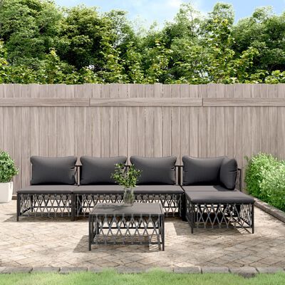 vidaXL Salon de jardin avec coussins 6 pcs anthracite acier