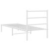vidaXL Cadre de lit m&eacute;tal sans matelas avec t&ecirc;te de lit blanc 75x190cm