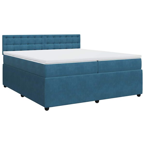 vidaXL Sommier &agrave; lattes de lit et matelas Bleu 200x200 cm velours