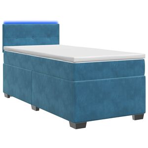 vidaXL Lit de box spring avec matelas et LED Bleu 80 x 200 cm Velours