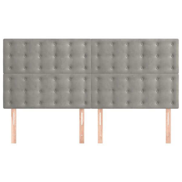 vidaXL T&ecirc;te de lit Gris clair 200x5x118/128 cm Velours