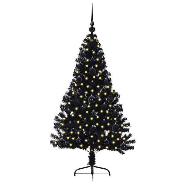 vidaXL Sapin de Noël artificiel pré-éclairé Noir 120 cm PVC