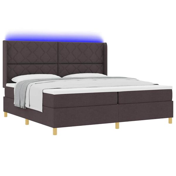 vidaXL Lit à ressorts avec matelas Marron 200 x 200 cm tissu