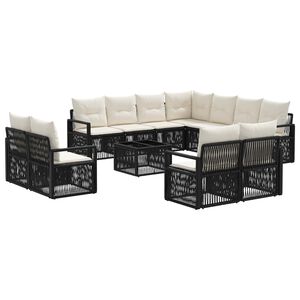 vidaXL Ensemble de canap&eacute; de jardin 12 pc Noir polyrotin
