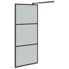 vidaXL Paroi de douche avec &eacute;tag&egrave;re Noir 80x195 cm Verre ESG&Aluminium