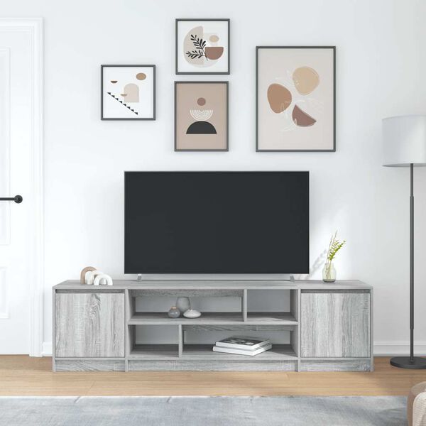 vidaXL Meuble TV sonoma gris 188,5x41x50 cm bois d'ing&eacute;nierie