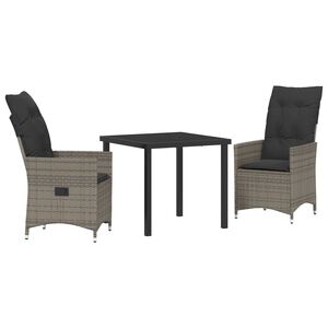 vidaXL Ensemble de salle &agrave; manger pour jardin 3 pcs Gris polyrotin