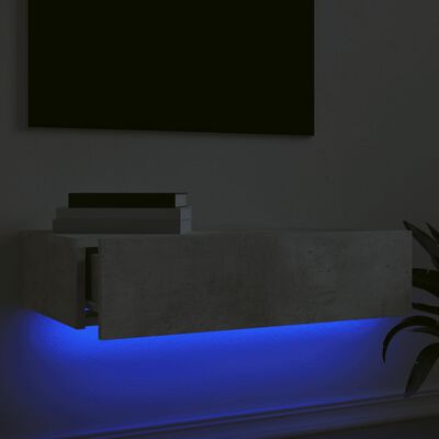 vidaXL Meuble TV avec éclairage LED gris béton 60x35x15,5 cm