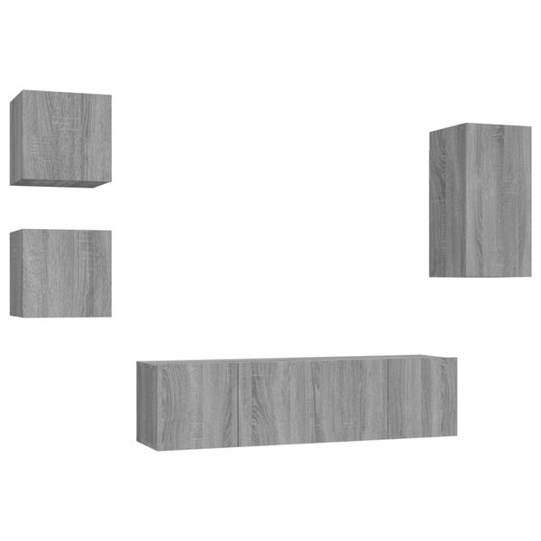 vidaXL Ensemble de meubles TV 5 pcs Sonoma gris Bois d'ing&eacute;nierie