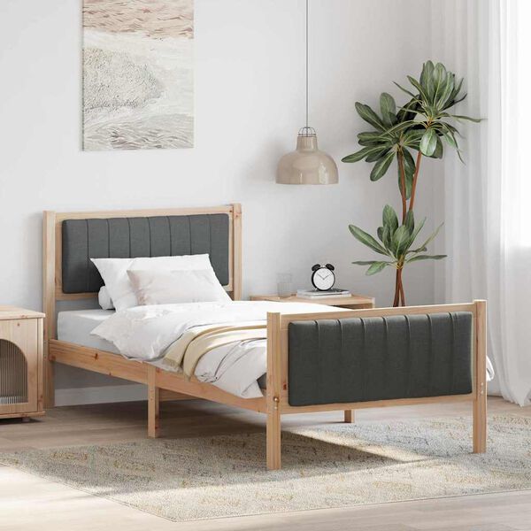 vidaXL Cadre de lit avec t&ecirc;te de lit marron et gris fonc&eacute; 90 x 190 cm