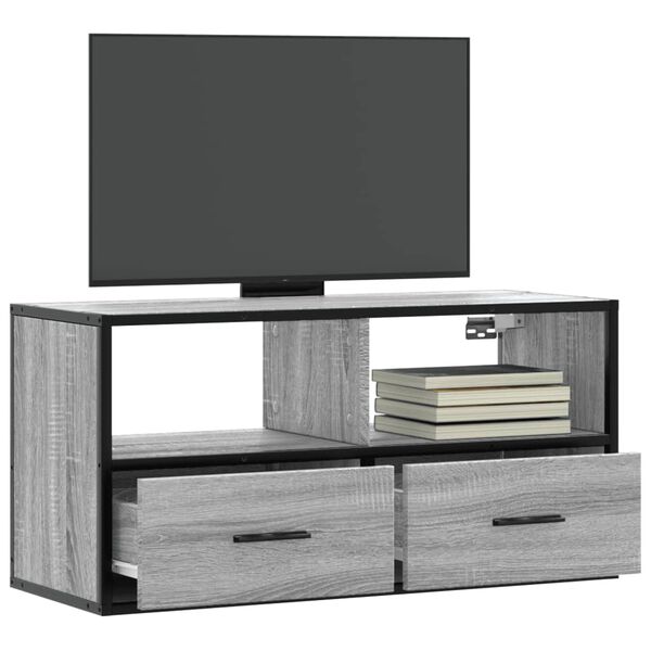 vidaXL Meuble TV sonoma gris 80x31x39,5 cm bois d'ingénierie et métal