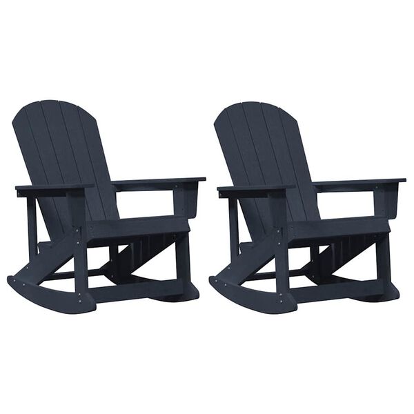 vidaXL Chaises Berçantes Adirondack 2 pcs Bleu marine HDPE