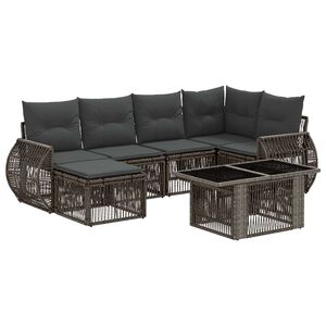 vidaXL Ensemble de canap&eacute; de jardin 7 pc Gris et Gris fonc&eacute; polyrotin