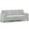vidaXL Canap&eacute; 3 places avec oreillers gris clair 180 cm velours