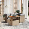 vidaXL Salon de jardin avec coussins 5 pcs beige r&eacute;sine tress&eacute;e