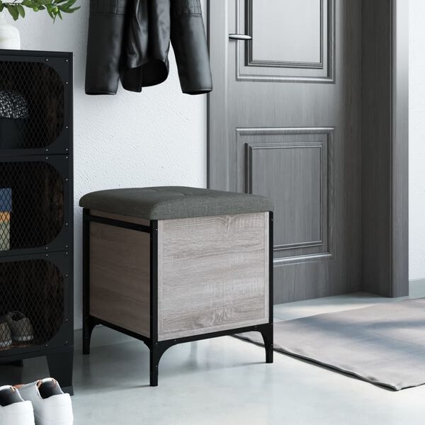 vidaXL Banc de rangement sonoma gris 42x42x45 cm bois d'ing&eacute;nierie