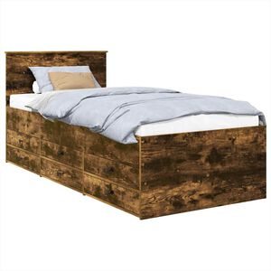 vidaXL Lit d'appoint Ch&ecirc;ne fum&eacute; et noir 100 x 200 cm Bois d'ing&eacute;nierie