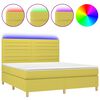 vidaXL Sommier &agrave; lattes de lit et matelas et LED Vert 180x200 cm Tissu