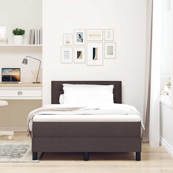 vidaXL Lit &agrave; ressorts avec matelas Marron fonc&eacute; 120 x 200 cm tissu