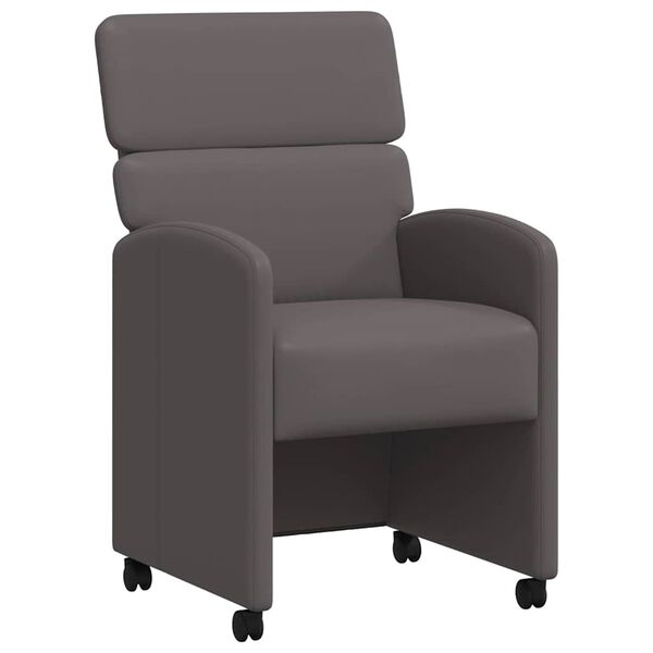 vidaXL Chaises de Salle &agrave; Manger avec Roues 2 pcs Gris 58 x 65 x 98 cm
