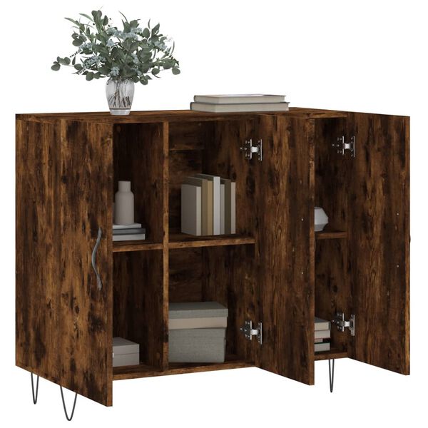 vidaXL Buffet ch&ecirc;ne fum&eacute; 90x34x80 cm bois d'ing&eacute;nierie