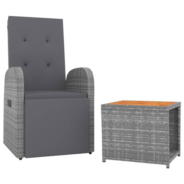 vidaXL Ensemble de salon de jardin 2 pcs gris poly rotin et acacia