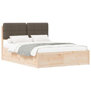 vidaXL Cadre de lit avec t&ecirc;te de lit rembourr&eacute;e Taupe 160 x 200 cm
