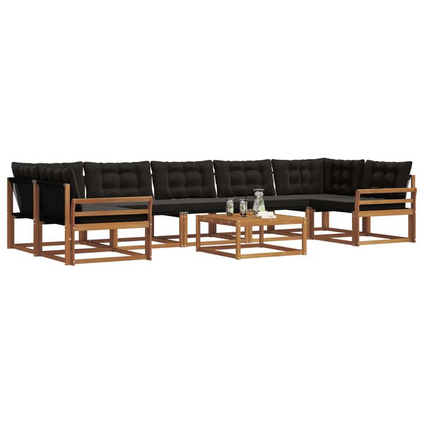 vidaXL Ensemble de canap&eacute;s d'ext&eacute;rieur 8 pcs Naturel et Noir