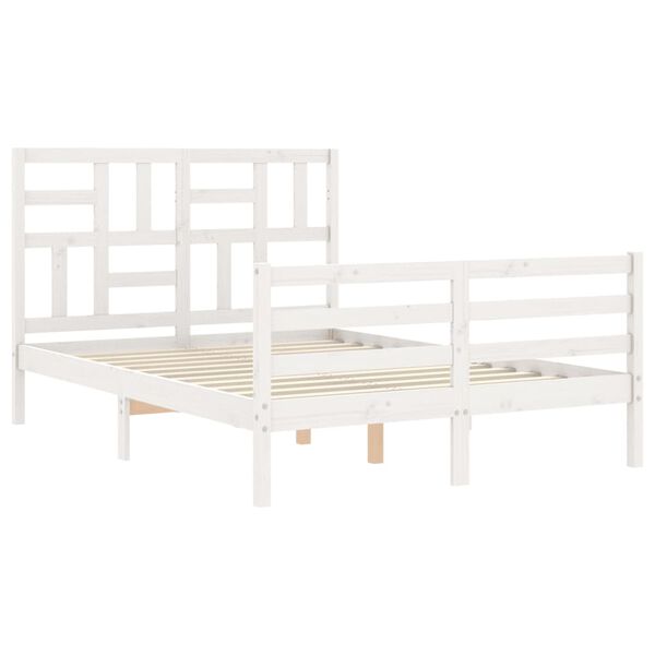 vidaXL Cadre de lit sans matelas blanc bois massif