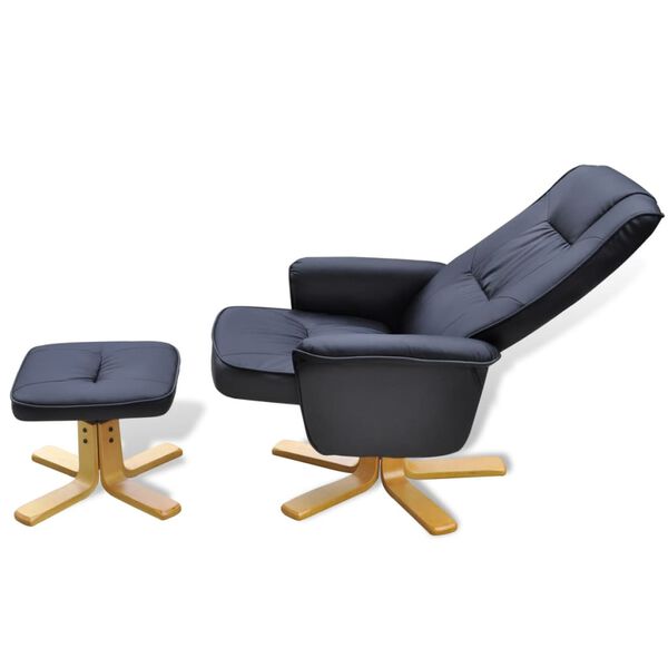 vidaXL Fauteuil avec repose-pied Noir Similicuir