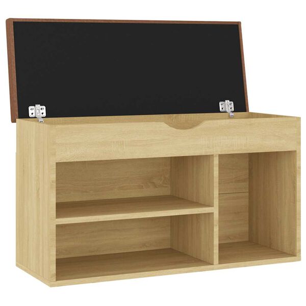 vidaXL Banc &agrave; chaussures et coussin Ch&ecirc;ne sonoma Bois d'ing&eacute;nierie