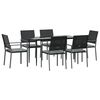 vidaXL Ensemble &agrave; manger de jardin 7 pcs coussins r&eacute;sine tress&eacute;e acier