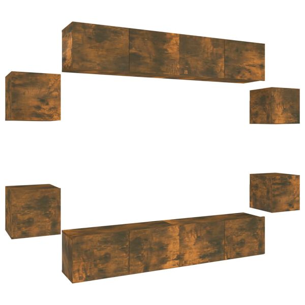 vidaXL Ensemble de meubles TV 8 pcs Ch&ecirc;ne fum&eacute; Bois d'ing&eacute;nierie