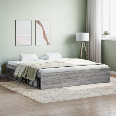 vidaXL Cadre de lit sans matelas sonoma gris 180x200 cm