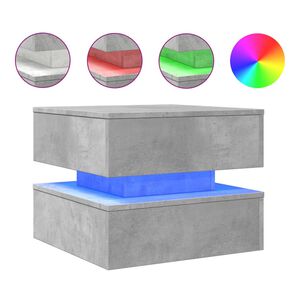 vidaXL Table basse avec lumi&egrave;res LED gris b&eacute;ton 50x50x40 cm