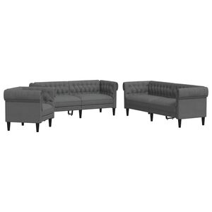 vidaXL Canap&eacute; de salon 3 pcs Gris fonc&eacute; tissu